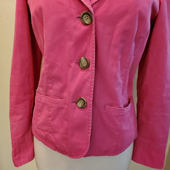 L.L. Bean Pink Cotton Blazer Jacket With Necklace - Picture 3 of 8